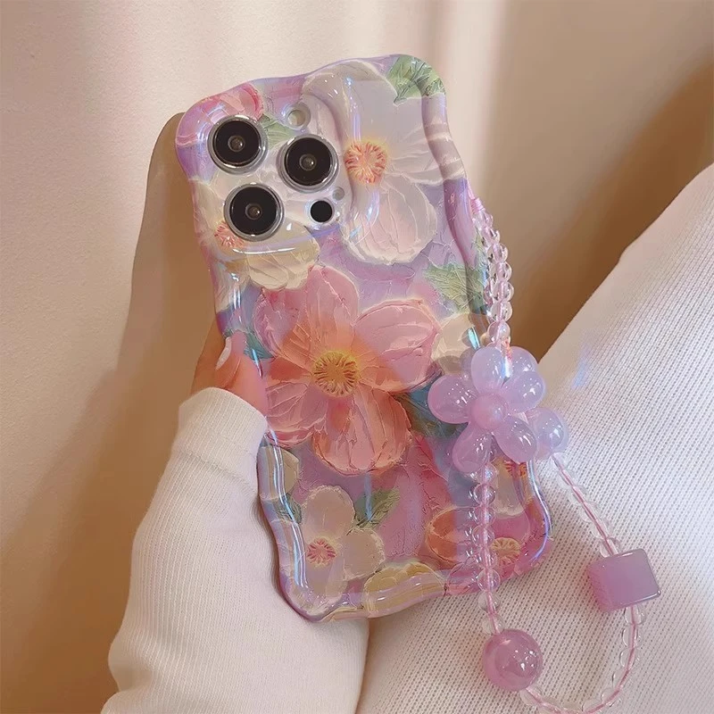 适用iphone配件苹果手机壳镭射蓝光花高档轻奢全包防摔小众高级感