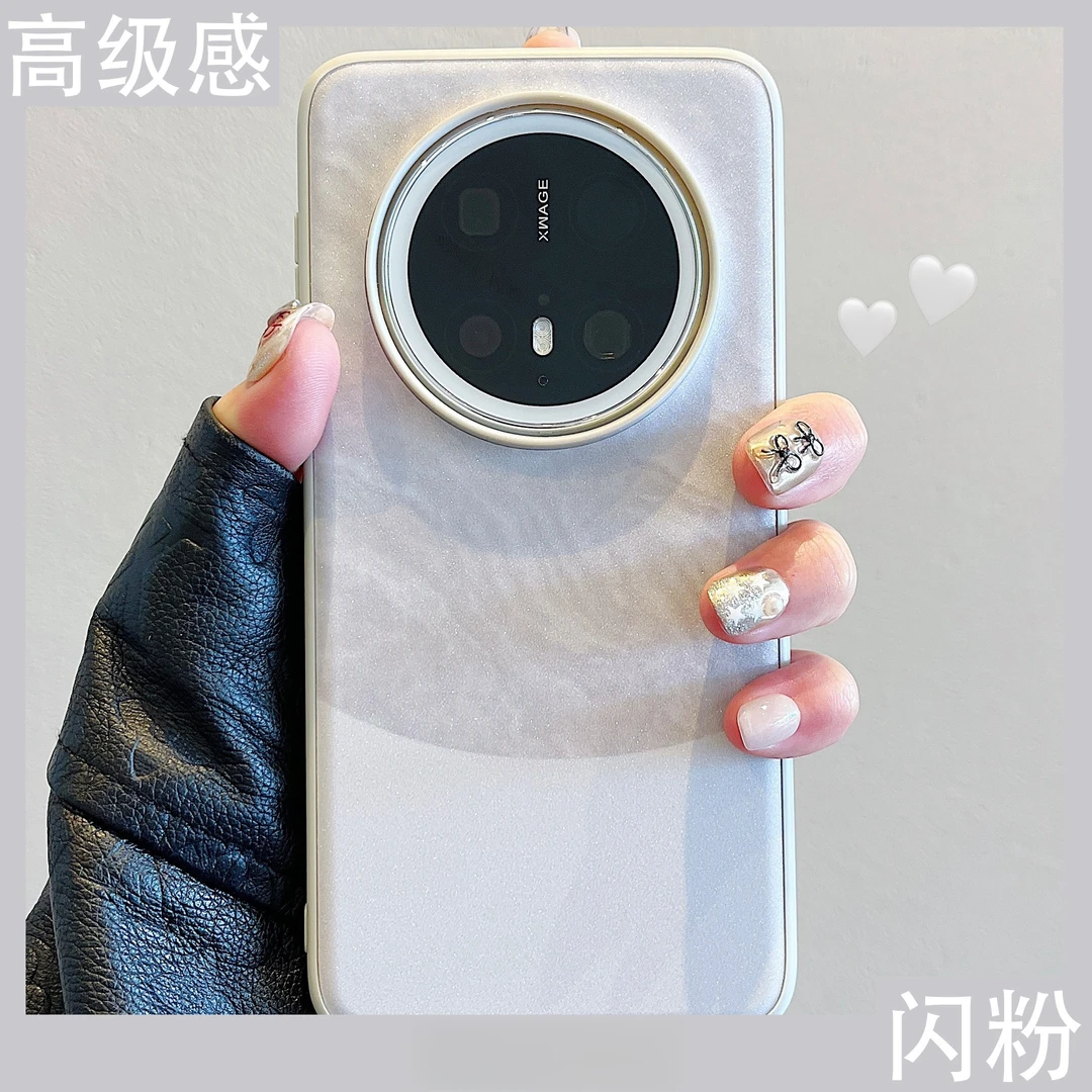 适用华为mate70pro+新款手机壳高级感闪粉磨砂大理石纹轻奢女超薄