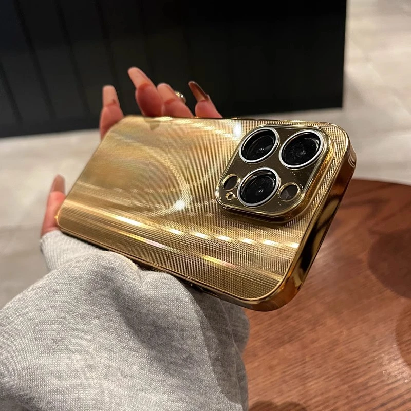 极光镭射土豪金适用苹果16promax手机壳一体镜头膜网红男女高级感
