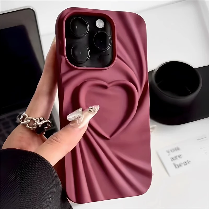 适用iphone15新款苹果15promax手机壳爱心小众硅胶防摔高级感女款