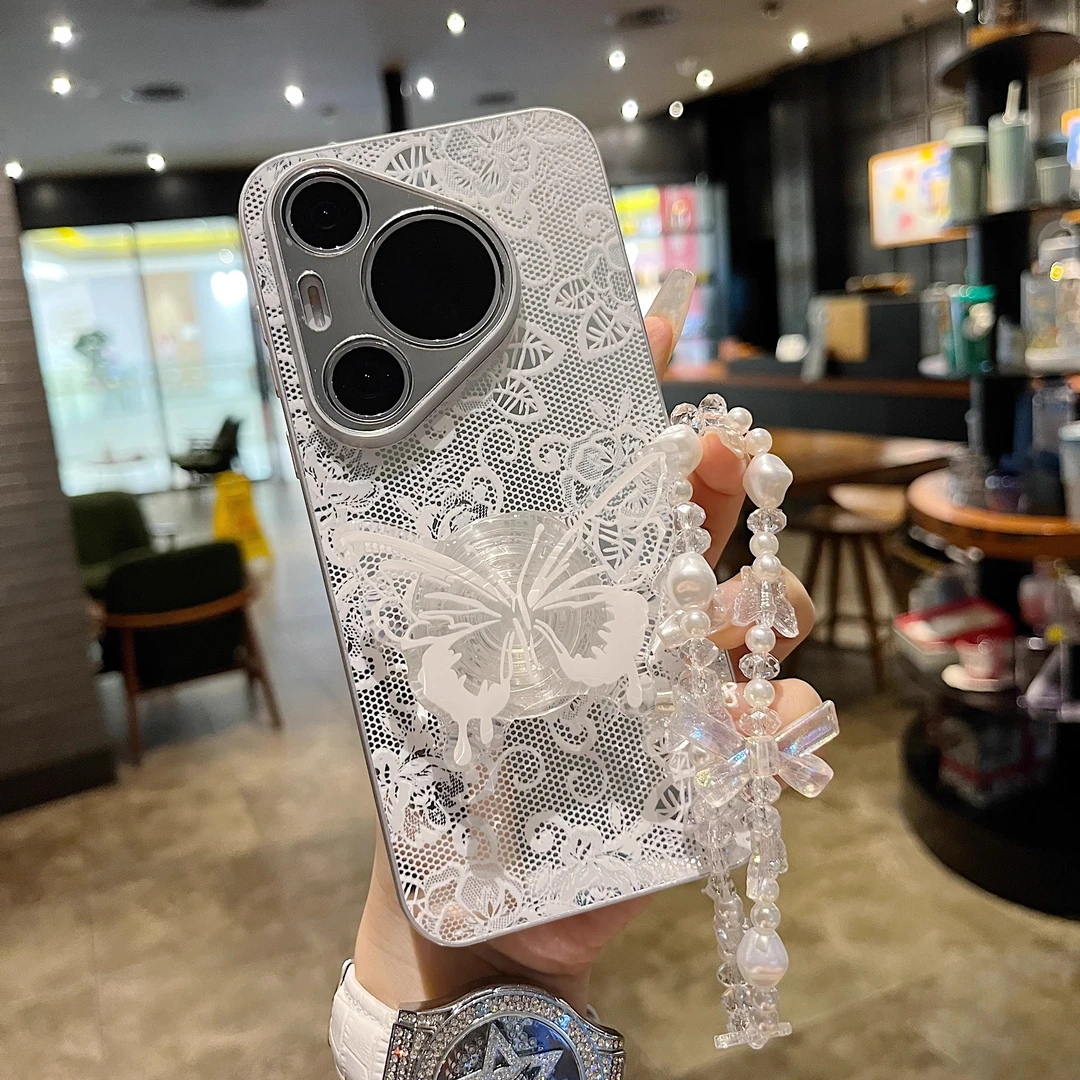 蝴蝶支架适用华为pura70手机壳mate60pro+高级感全包防摔奢华女款