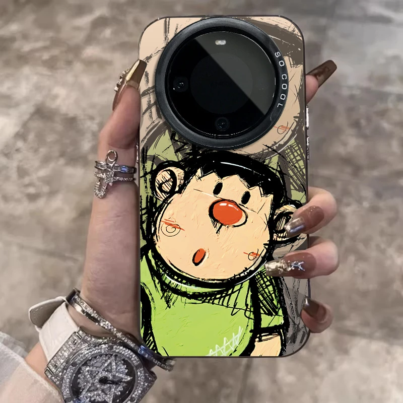 涂鸦胖虎适用华为mate70pro+手机壳pura70新款简约创意高级感个性