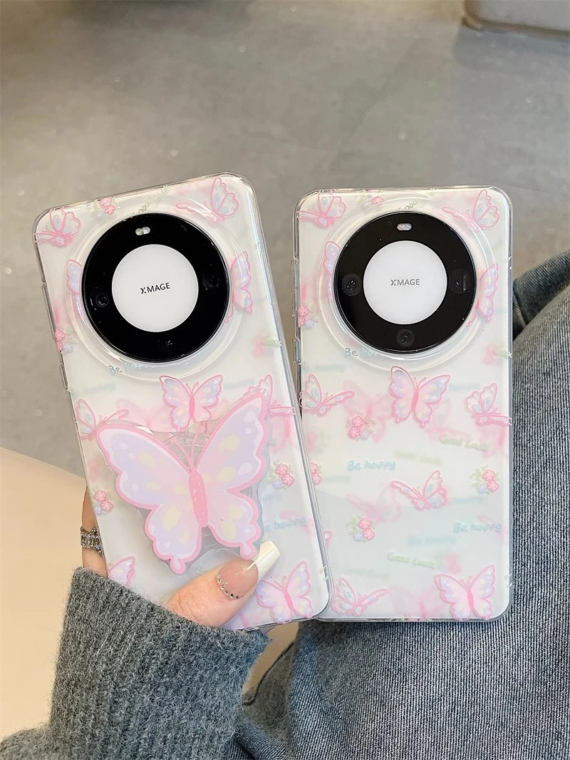 ins风蝴蝶支架适用华为mate60pro+手机壳女款高级感新款全包防摔