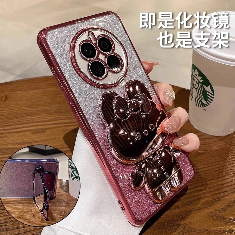 隐形补妆镜支架适用于华为手机壳透明闪粉奢华高级感轻奢网红女款