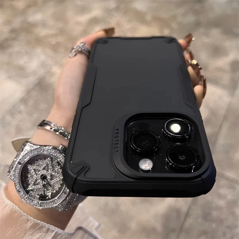 适用iphone新款苹果手机壳磨砂午夜黑装甲高级感小众全包防摔男款