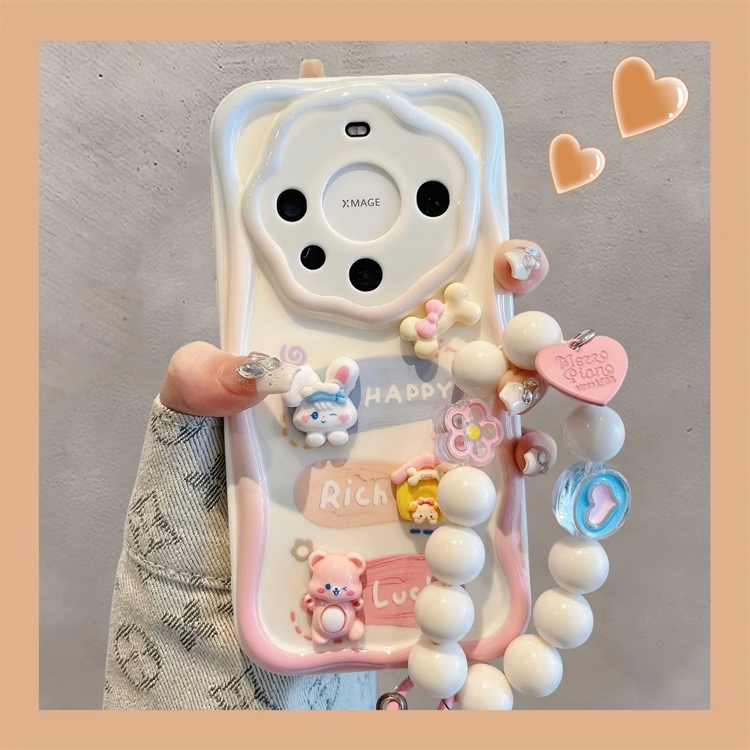 适用华为mate60pro手机壳卡通兔子小熊立体公仔可爱女款网红新款