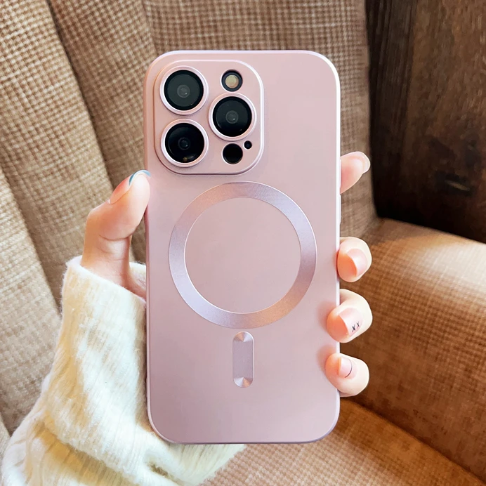 适用苹果手机壳全包硅胶带镜头膜超薄磨砂磁吸网红女款男生高级感