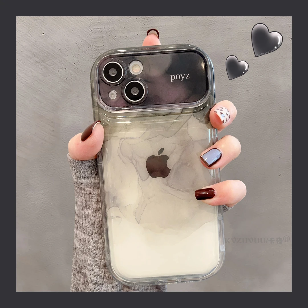 适用苹果手机壳iphone晕染大视窗简约新款全包防摔高级感网红女款