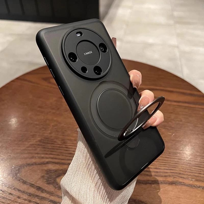 磁吸旋转支架适用华为Mate60pro+手机壳高级磨砂新款全包防摔男女