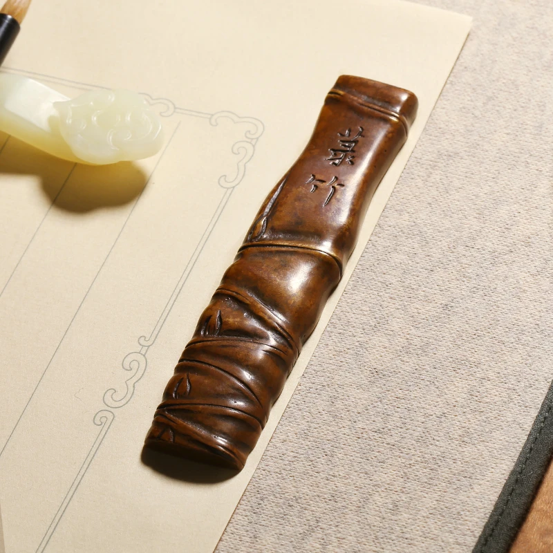 【青铜绿竹文镇】仿古中国风创意实心压纸小号文房四宝专用