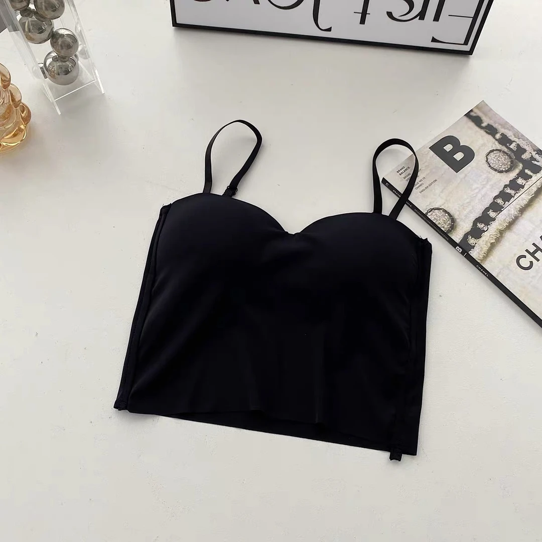 Zeng.曾 夏季小吊带内衣带胸垫外穿一字肩抹胸上衣ins内搭背心