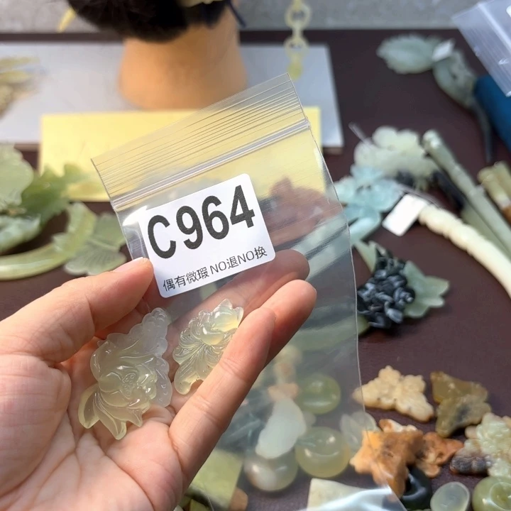 蛇纹石玉发饰合金d****子