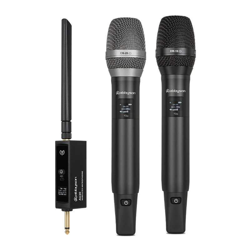 abbyson艾博逊AU20无线麦克风话筒声卡麦克风唱歌一拖二直播手持