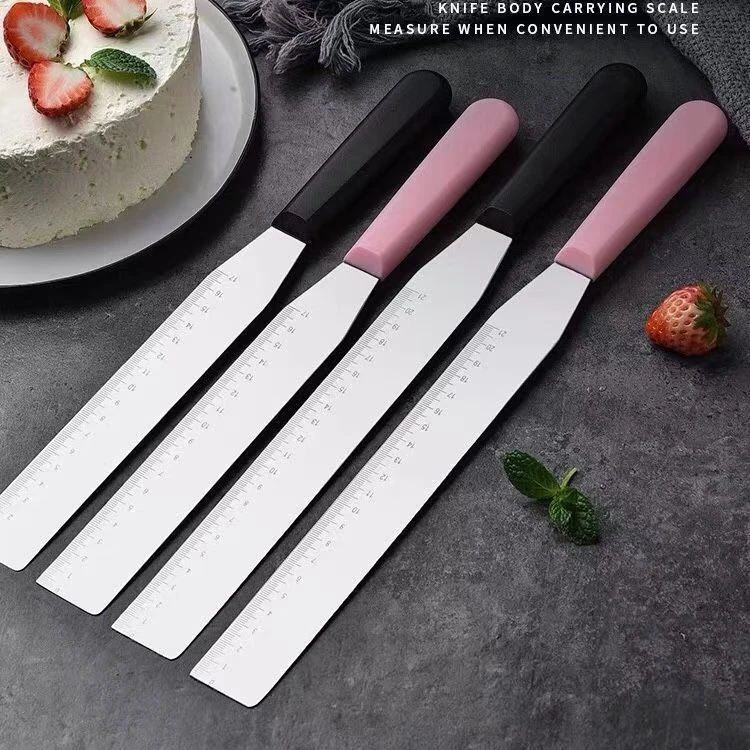 不锈钢直角抹刀带刻度奶油刮刀裱花刀蛋糕抹刀刮平抹面神器一刀收