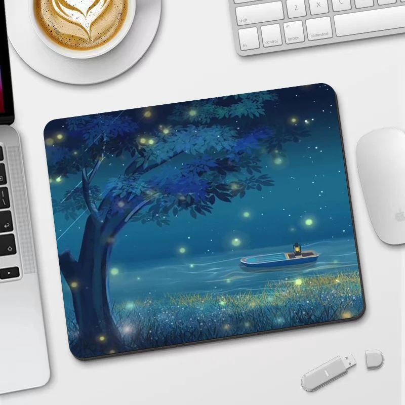 2024新款鼠标垫小号电脑键盘桌垫子锁边办公护腕风景动漫游戏定制