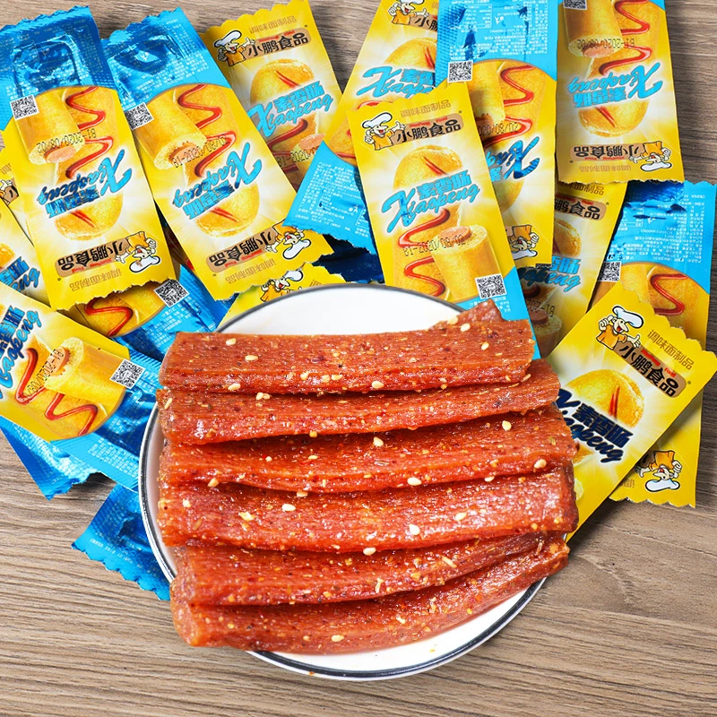 【商城专属】小鹏食品口味网红辣条素香肠香辣味甜辣休闲零食小吃