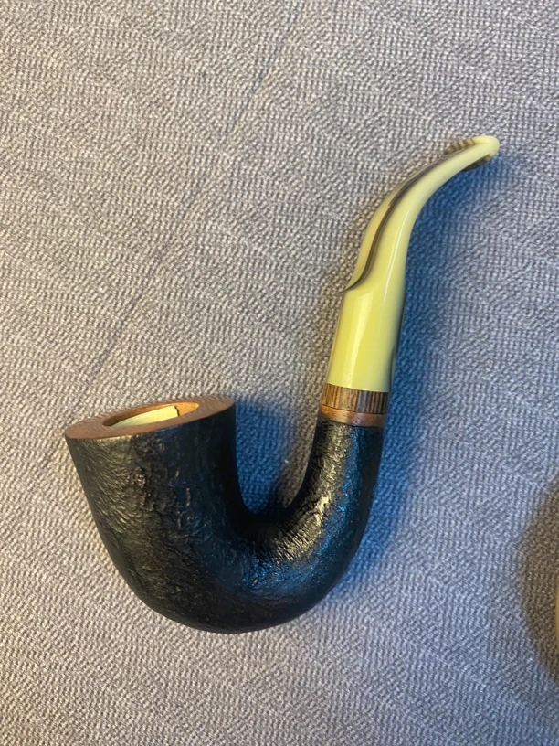 德国华云烟斗黑色喷砂大弯