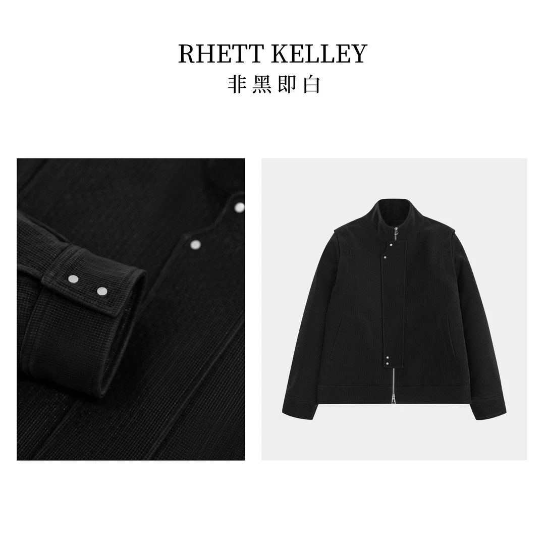 【RHETT KELLEY】非黑即白秋冬解构拉链皮衣户外夹克男冬季保暖棉服