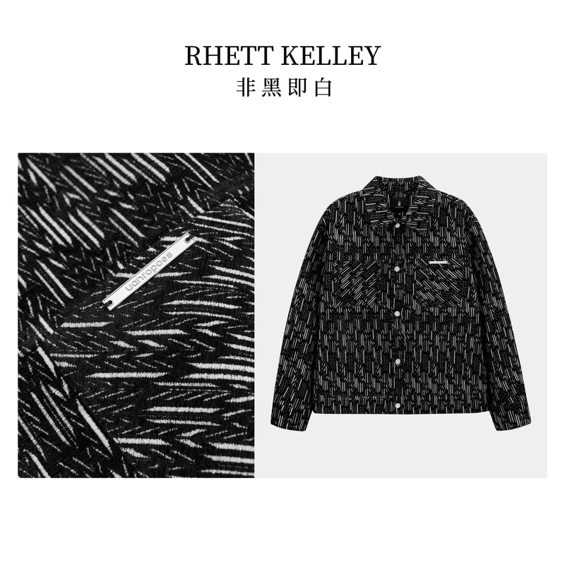 【RHETT KELLEY】非黑即白秋冬黑标潮流夹克休闲宽松百搭休闲男外套