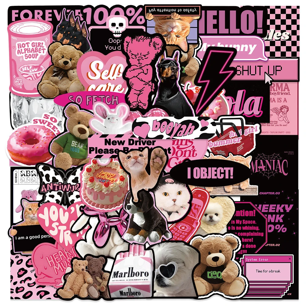 粉墨英文涂鸦贴纸不干胶滑板行李箱笔记本电脑手机壳pvc滴胶贴画