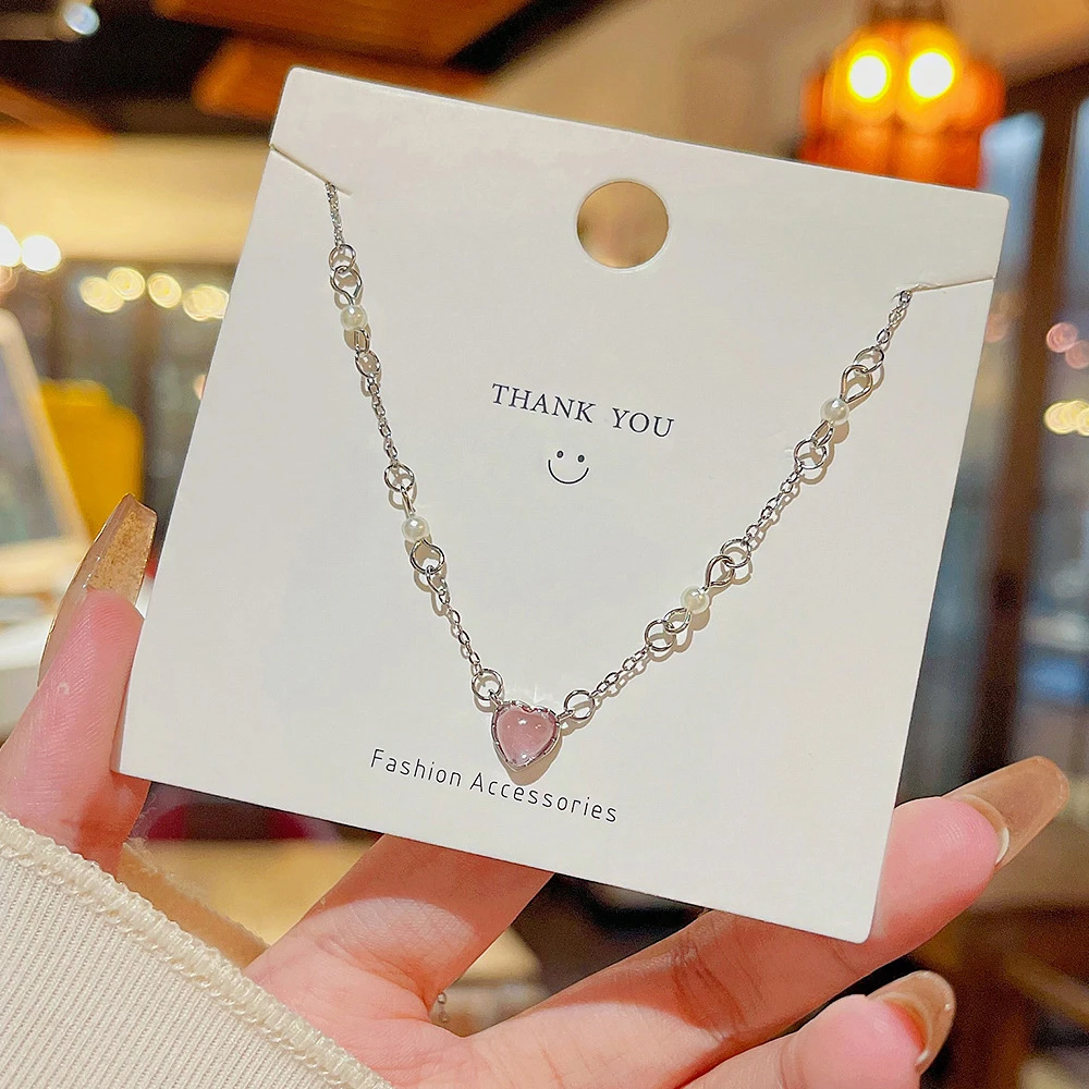 钛钢项链 珠珠爱心项链轻奢个性小众设计感颈链百搭高级感锁骨链