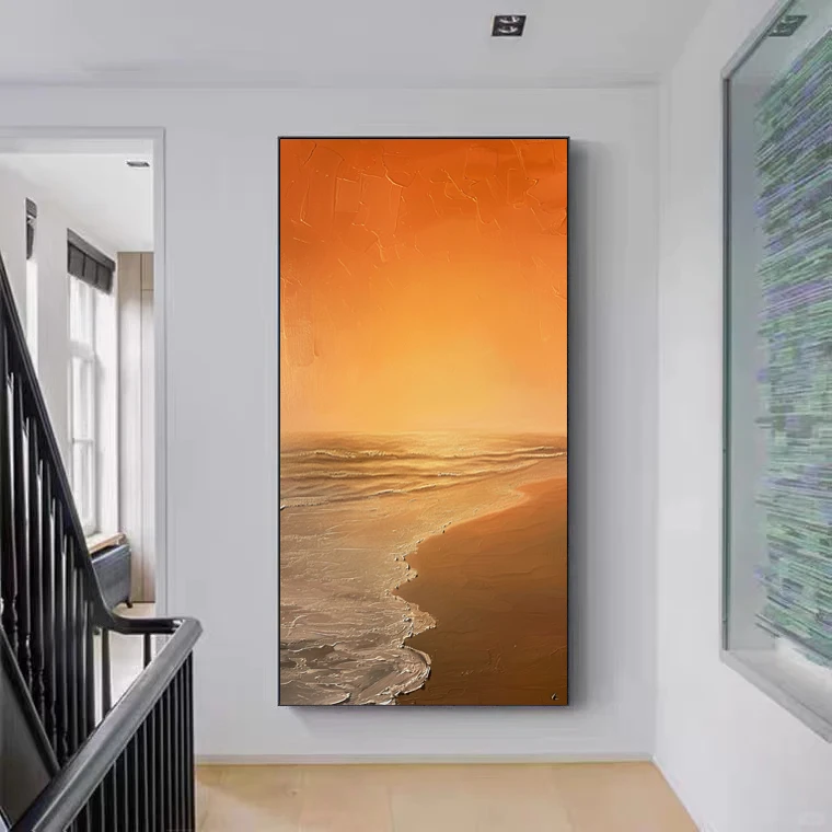 海边日出A款入门玄关装饰画走廊过道装饰画现代轻奢砂岩装饰画