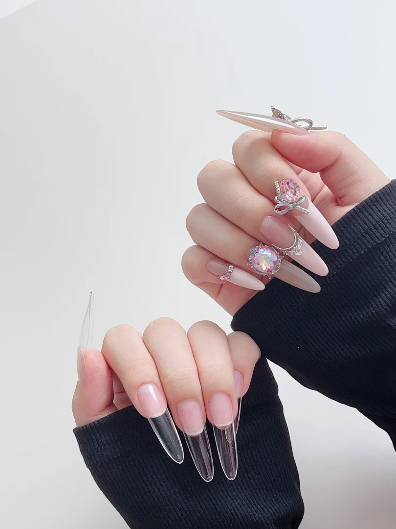 pinkmolly穿戴甲超长版本长椭圆欧美风纤长显瘦美甲全贴指甲贴片