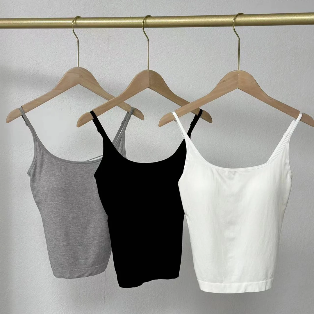 【简U】2024夏季新款时尚女士背心打底百搭显瘦美背修身纯色吊带女