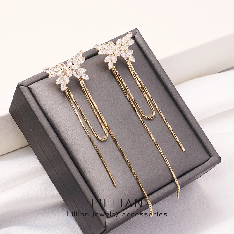 铜合金合成锆石耳饰 小香风气质轻奢时尚精致百搭【蝶双飞】显瘦