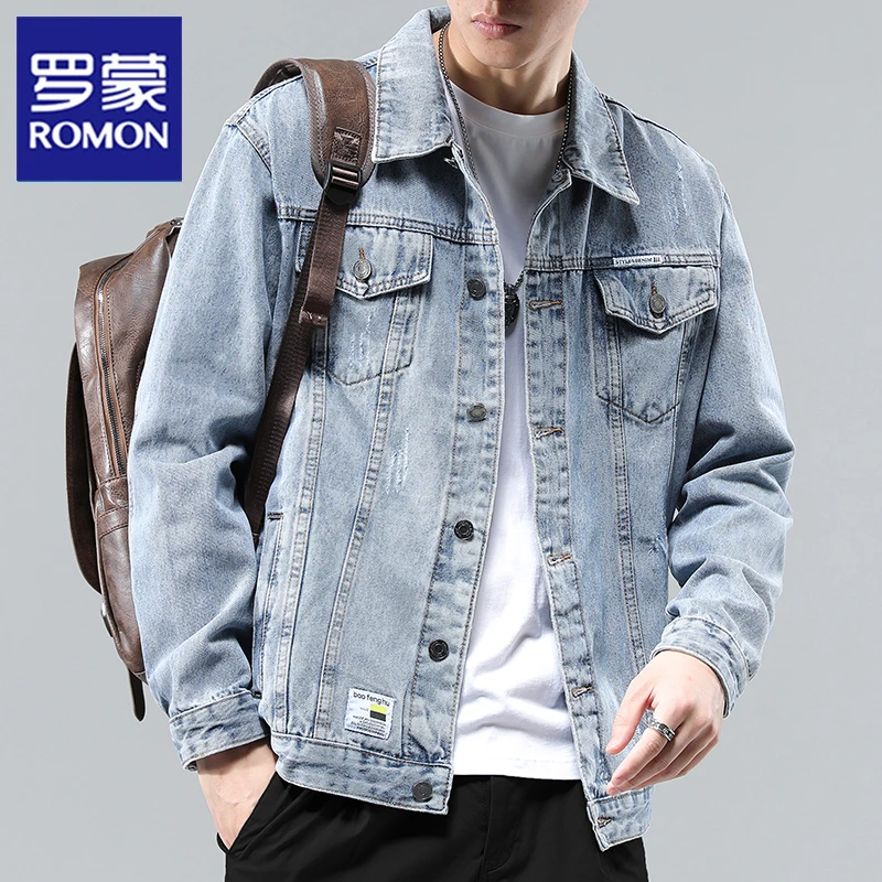 罗蒙牛仔外套男春秋款潮牌痞帅男装上衣服2025年新款男士休闲夹克