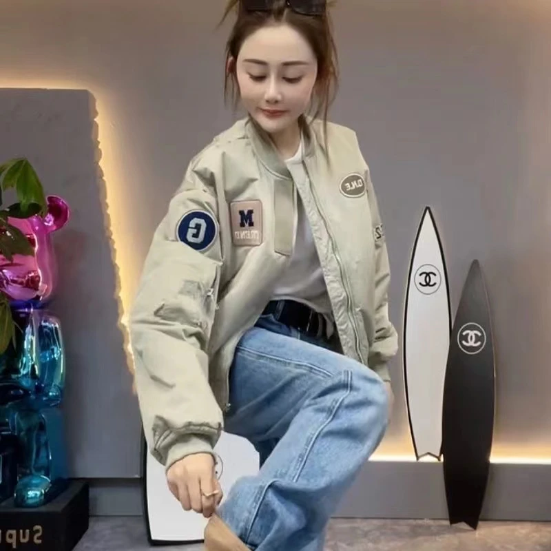 欧货加棉加厚棒球服短外套女2025秋冬季新款宽松韩版保暖上衣女