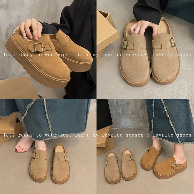 厚底勃肯鞋女鞋2025年春夏时尚外穿新款懒人鞋一脚蹬包头百搭