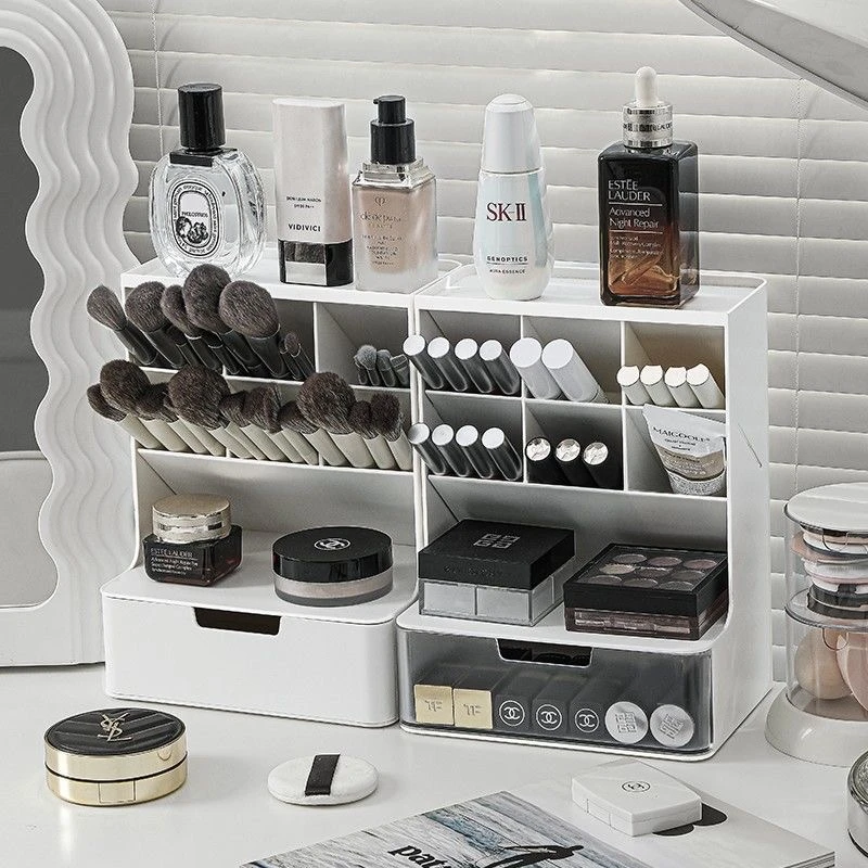 化妆品收纳盒桌面置物架高级感梳妆台网红新款放口红眼影化妆刷筒