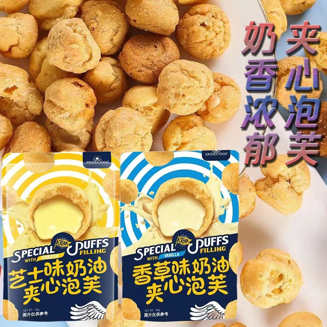 【25年3月14】进口10包*28g道吉草 提拉米苏/芝士味奶油夹心泡芙