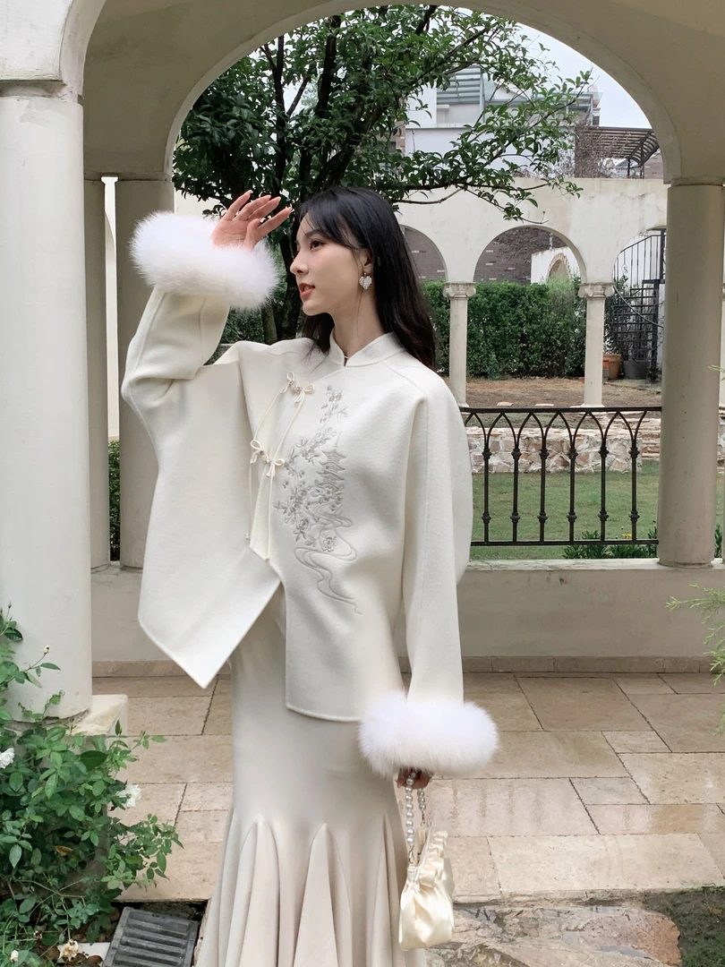 城雾霜  新中式时尚设计款双面呢大衣