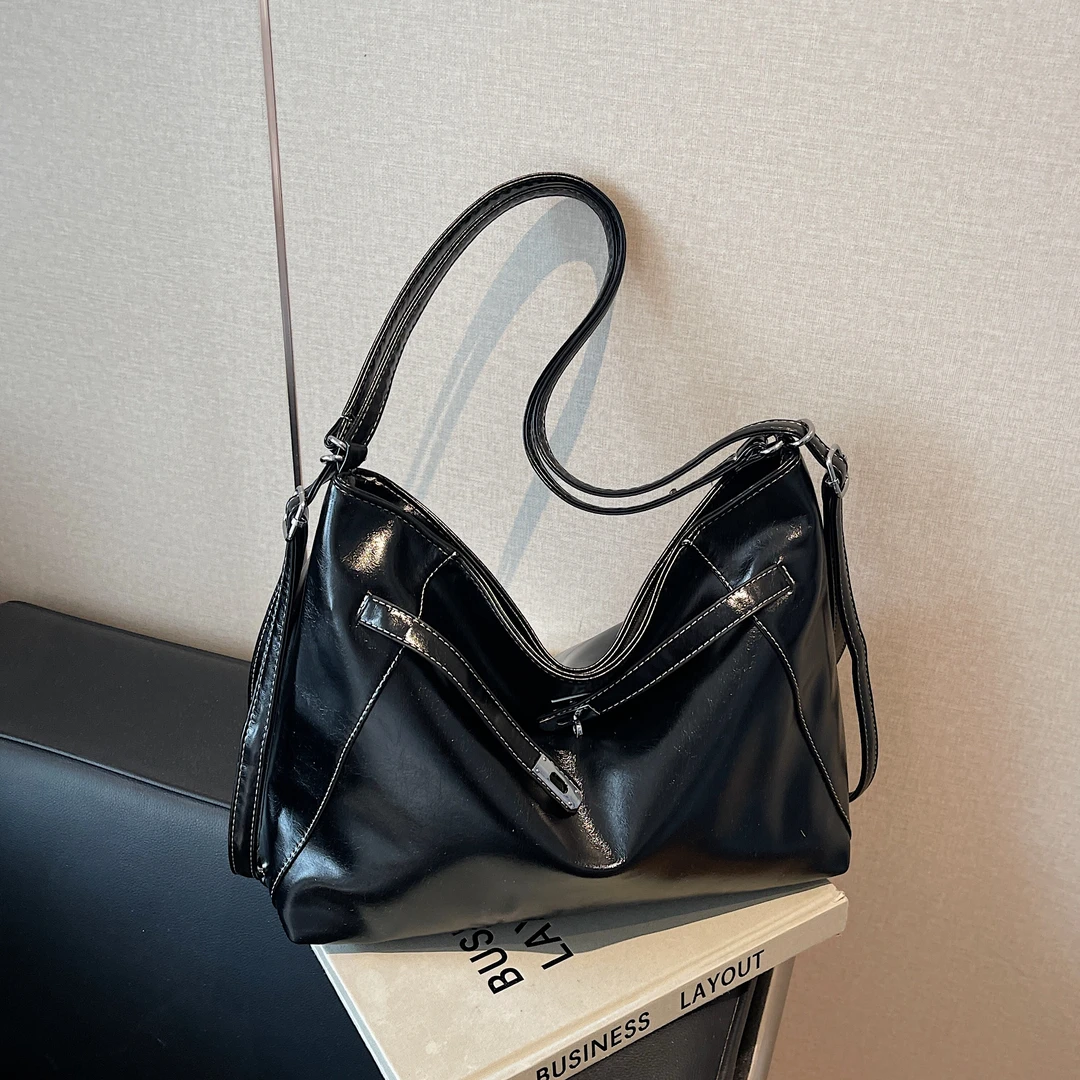 秋冬油蜡皮双肩包单肩大容量托特包女通勤日常百搭简约风韩系甜酷