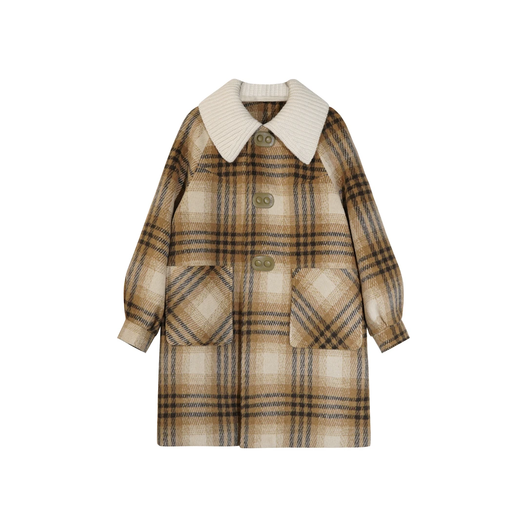 【钻石姐专属】2024冬季新款翻领格子显瘦中长款保暖派克大衣5997Y