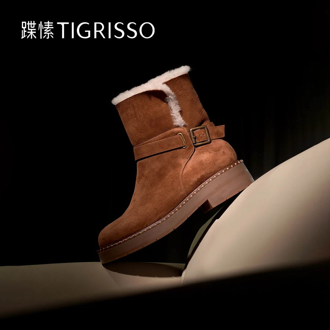 蹀愫冬季新时尚加绒短靴经典休闲百搭羊毛雪地靴TA54768-51