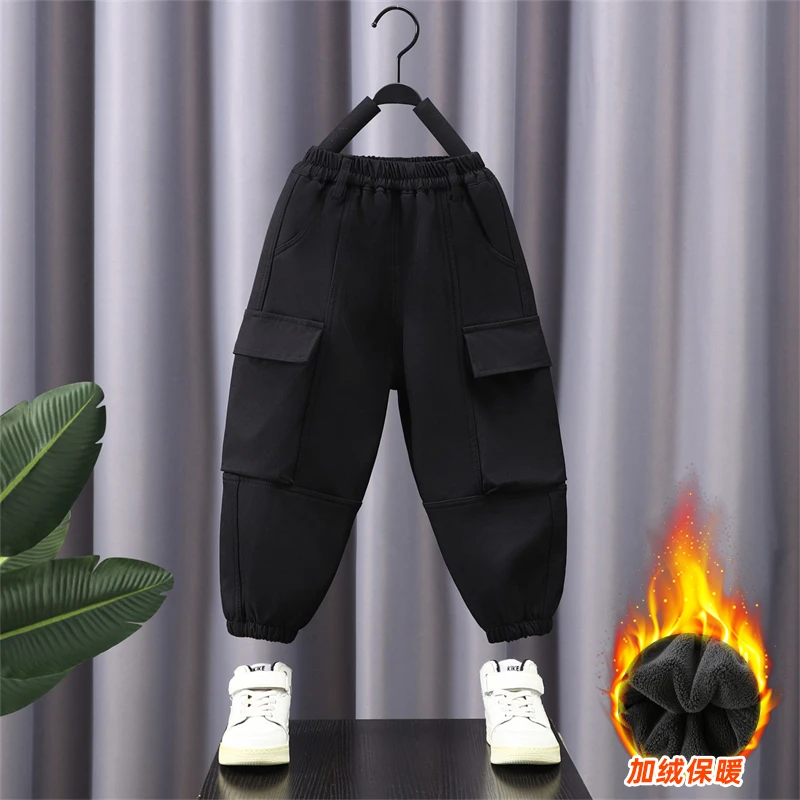 男童加绒工装裤2025秋冬新款小儿童裤子洋气宽松保暖加厚休闲长裤