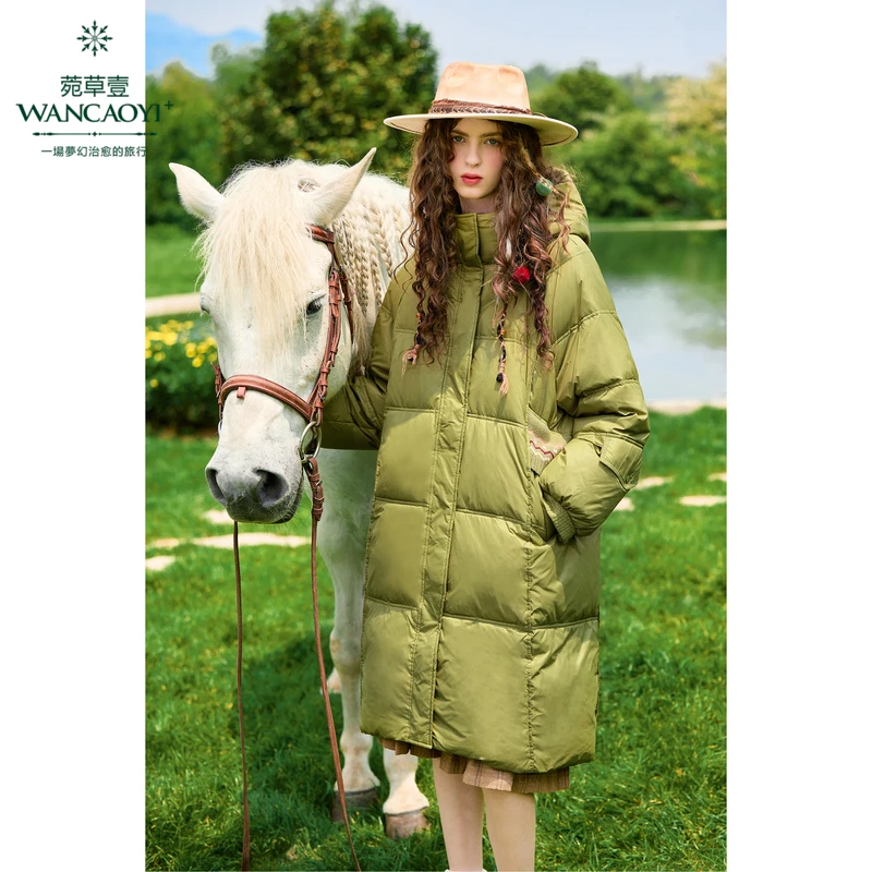 菀壹时尚羽绒服女中长款2024冬季新款保暖加厚鸭绒外套Y17101351