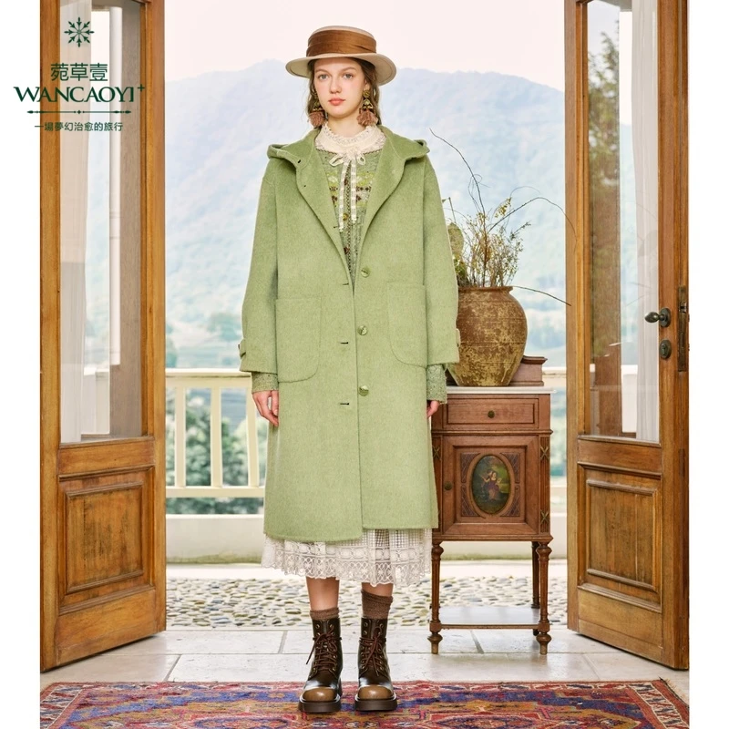 【商场同款】【通勤混搭】菀壹2024冬季新款双面呢外套L01833451