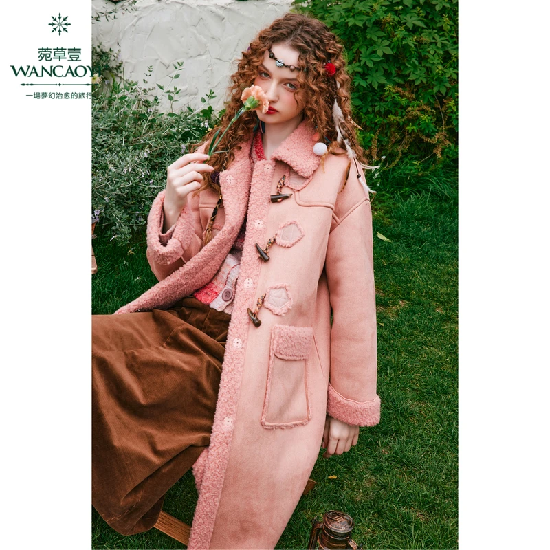 菀壹2024冬季新款毛呢中长款加厚保暖秋冬双面复古大衣D07130351