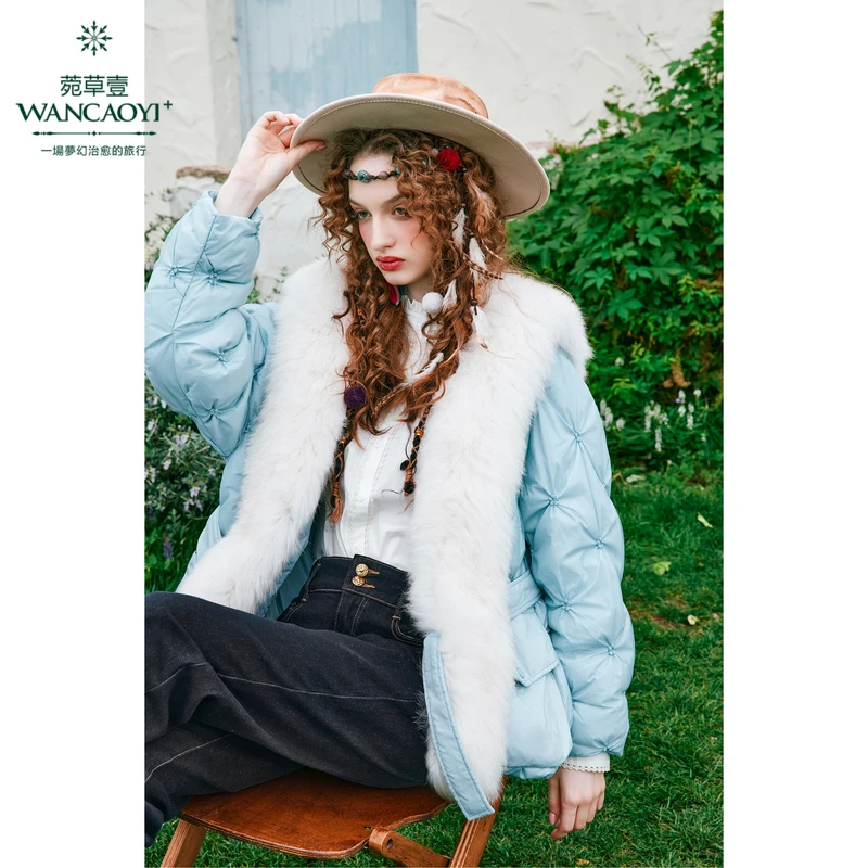菀壹时尚羽绒服女2025冬季新款收腰保暖加厚鸭绒外套Y17951351