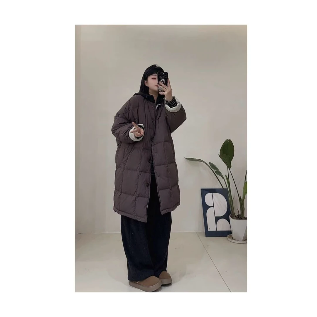 【文艺】复古圆领中长款羽绒外套1333