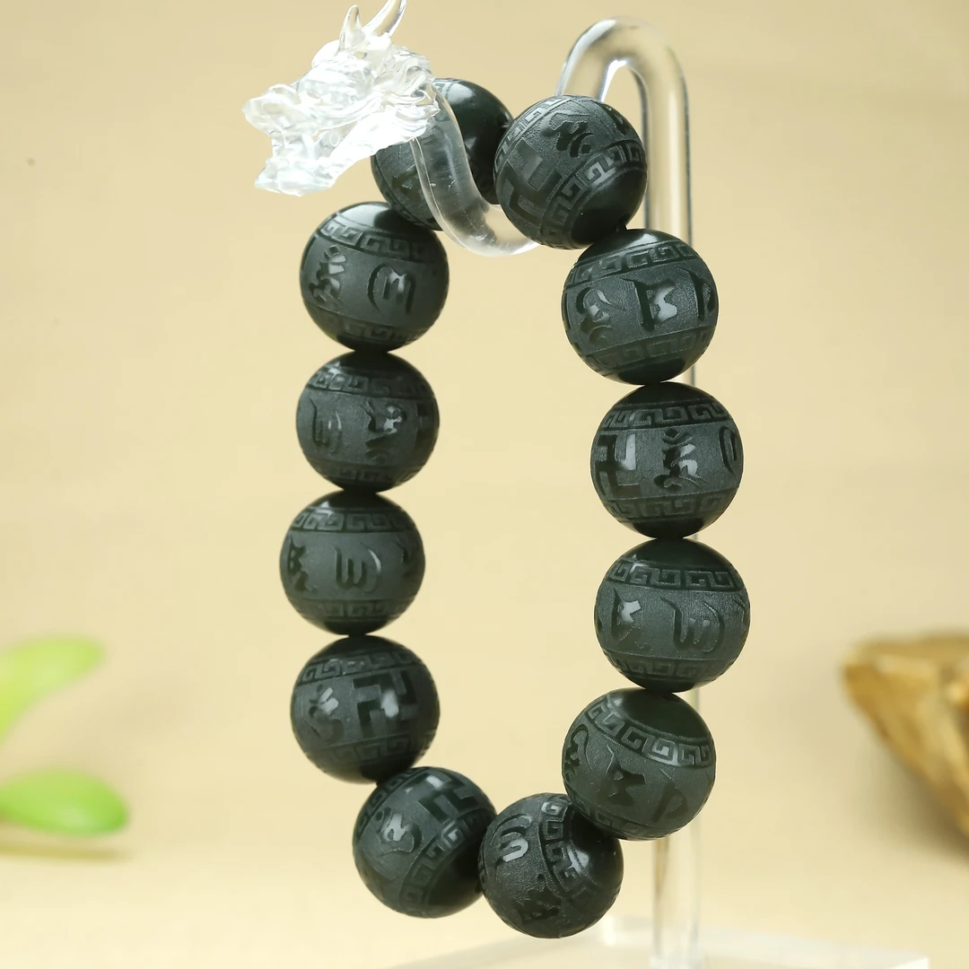 正品新疆和田玉青玉18mm尺寸手工男士手串玉手串抖音鉴定顺丰包邮