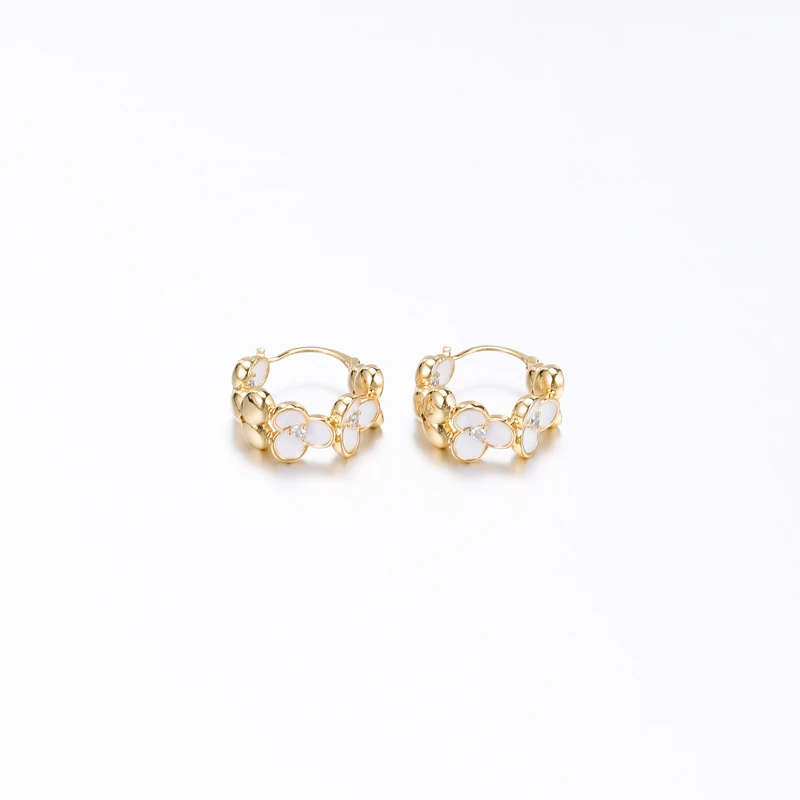 山茶花朵耳扣小众轻奢法式时尚耳环 8067