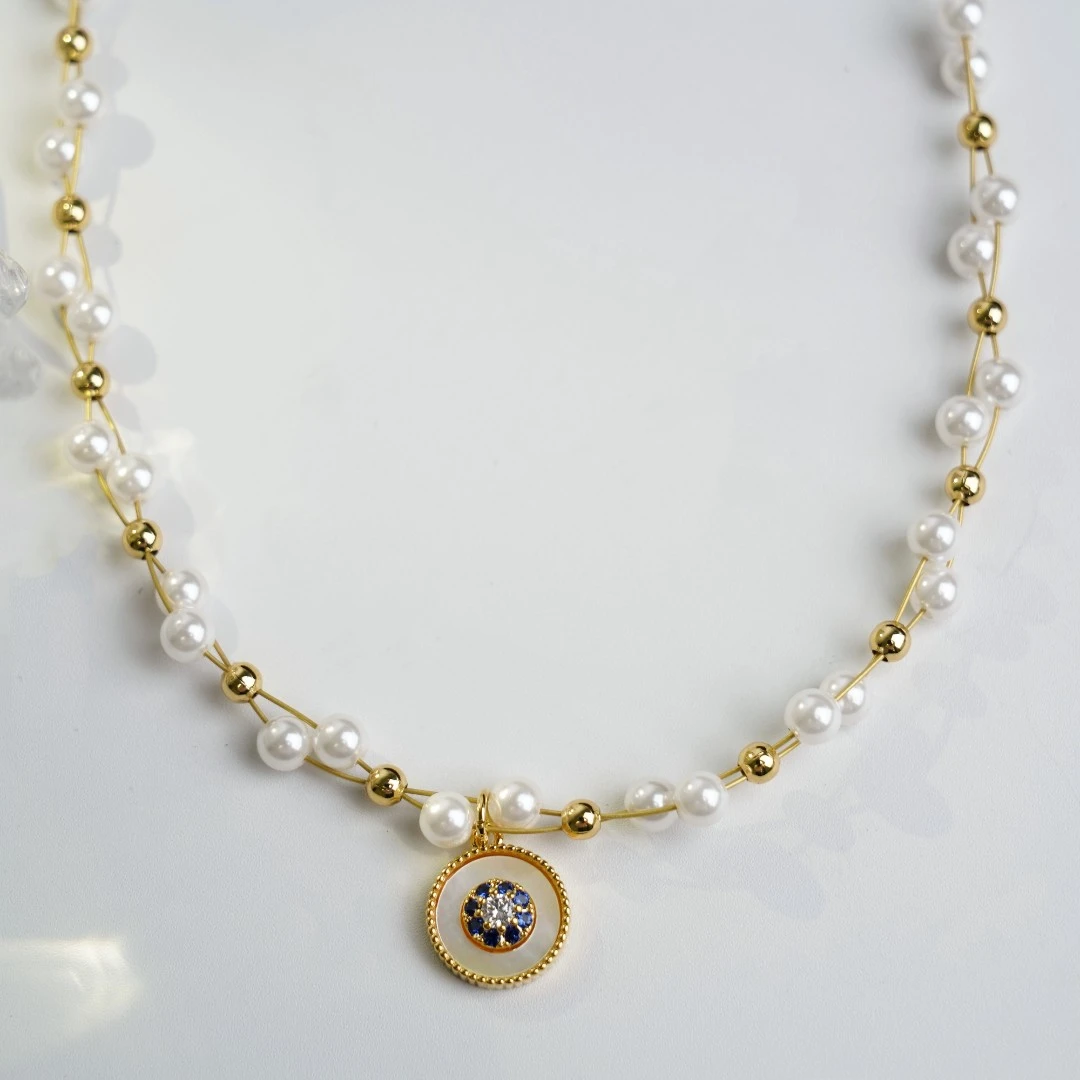 波塞冬贝母圆盘项链气质小众百搭轻奢 8585-LH