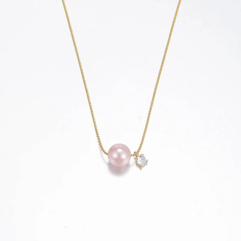 链子925银 粉珠项链气质百搭时尚珠珠轻奢 8085