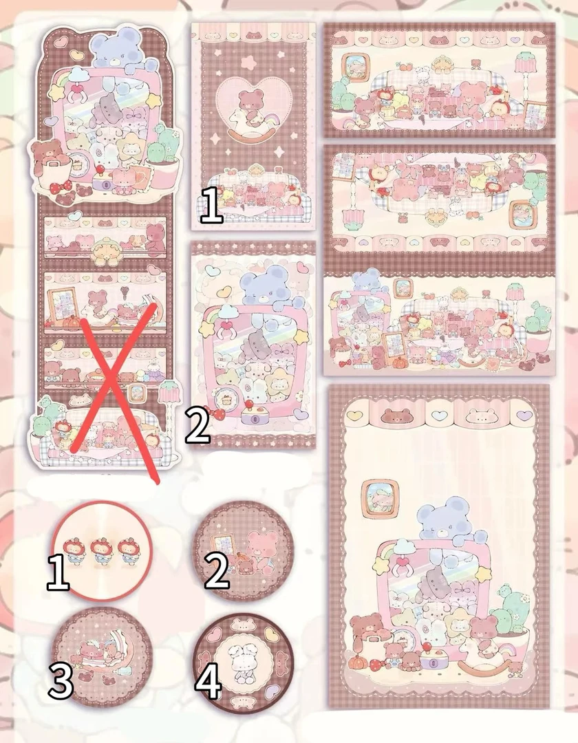 小熊的小熊玩偶set卡头卡背封口贴圆贴