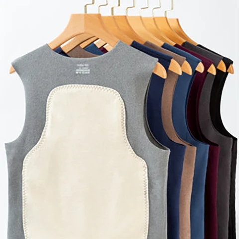 【护肚护背护腰】男士无痕保暖贴片背心加绒加厚双面绒打底无袖坎
